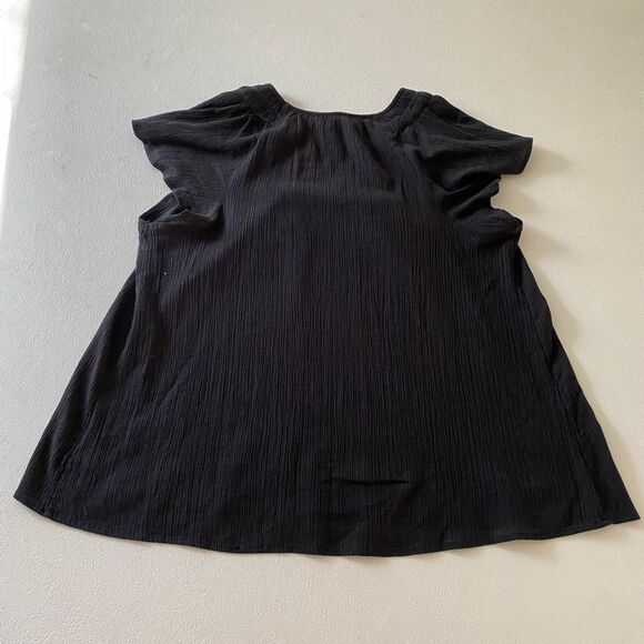 Lucky Brand Black Flutter Sleeve Blouse Women’s Large NWT - Picture 2 of 6